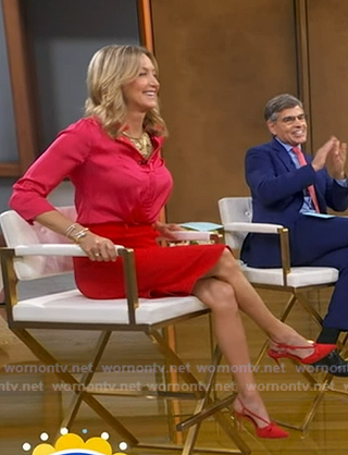 Lara’s red slingback bow pumps on Good Morning America