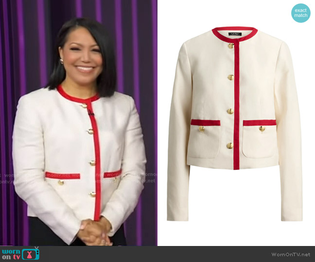 Lauren Ralph Lauren Two Tone Linen Blend Twill Blazer worn by Stephanie Ramos on Good Morning America
