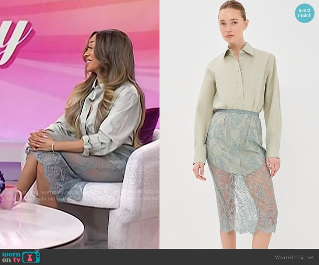 Acne Studios Layered Shirt Dress in Eucalyptus Green worn by La La Anthony on Today
