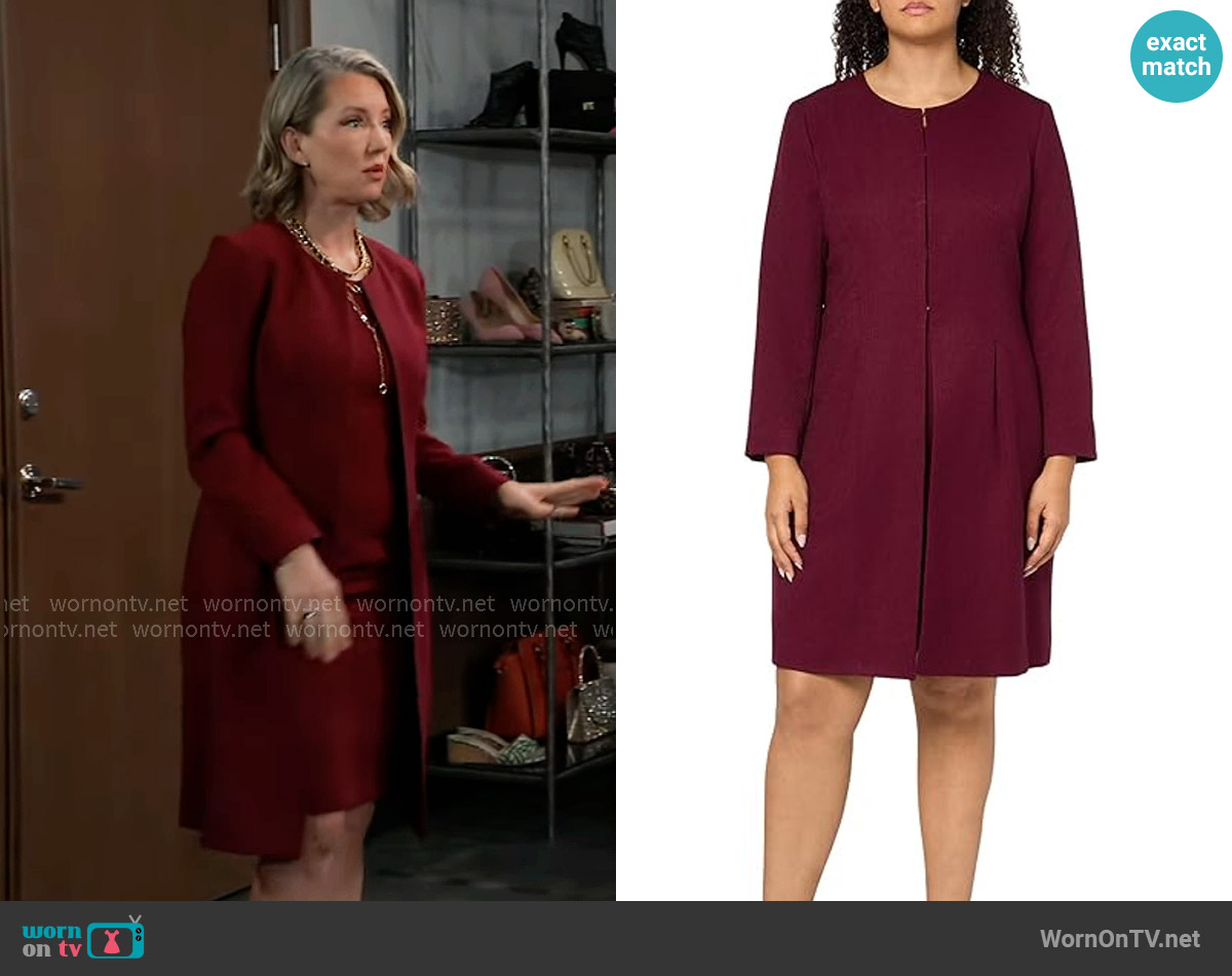 Le Suit Jacket and Dress Suit in Bordeaux worn by Nina Reeves (Cynthia Watros) on General Hospital