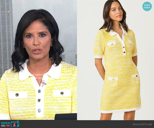 Lilly Pulitzer Theodorah Polo Sweater Dress in Estelle Yellow Metallic Marl worn by Darlene Rodriguez on Today