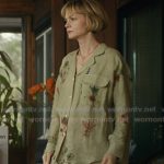 Lindsay’s green embroidered shirt and pants on Beef