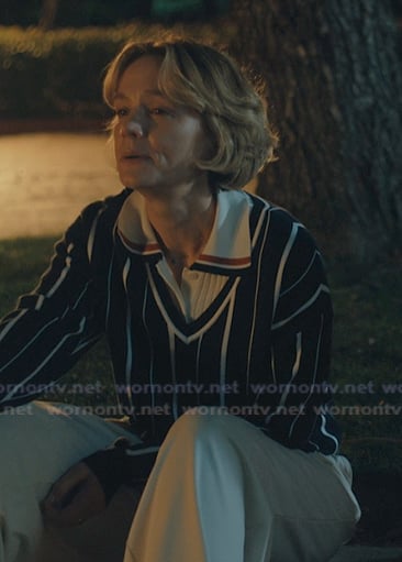 Lindsay’s blue striped sweater on Beef