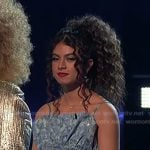 Liv Ciara’s blue floral ruffle dress on The Voice Liv Ciara’s blue floral ruffle dress on The Voice