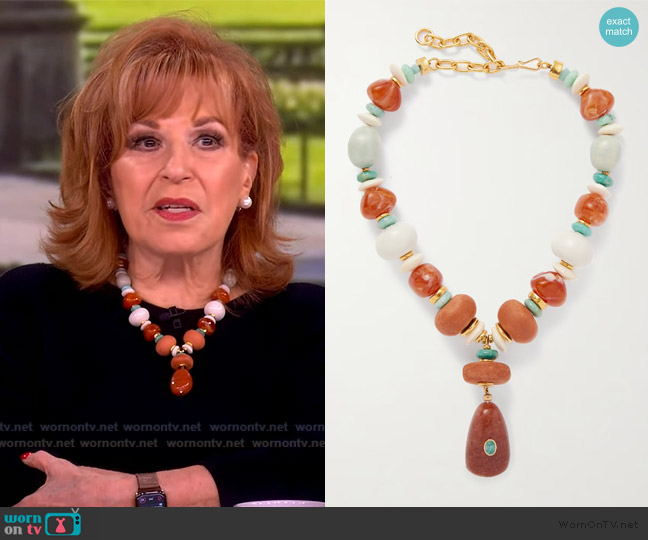 Lizzie Fortunato Andamento gold-plated multi-stone and bone necklace worn by Joy Behar on The View