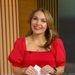 Lori’s red smocked midi dress on Good Morning America