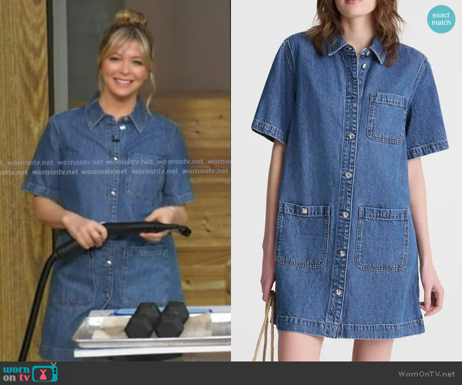 Madewell Denim Minidress in Pickett Wash worn by Sarah McAllister on Good Morning America