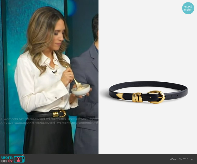 Madewell Triple Metal Keeper Belt in True Black worn by Rhiannon Ally on Good Morning America