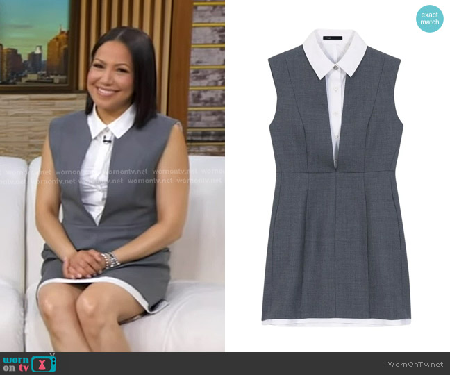 Maje Layered-effect Tailored Dress in Grey worn by Stephanie Ramos on Good Morning America