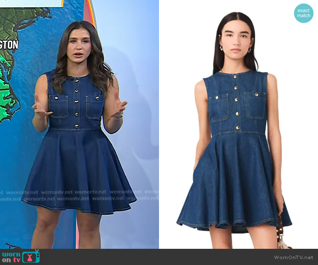 Maje Short Flared Denim Dress worn by Angie Lassman on Today