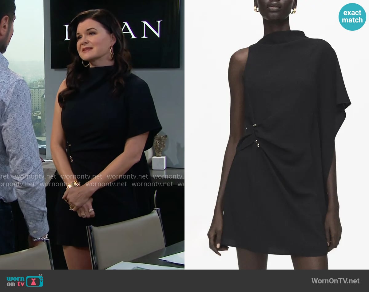 Mango Soleil Asymmetric Sleeve Minidress worn by Katie Logan (Heather Tom) on The Bold and the Beautiful