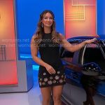 Manuela’s black embellished mini dress on The Price is Right