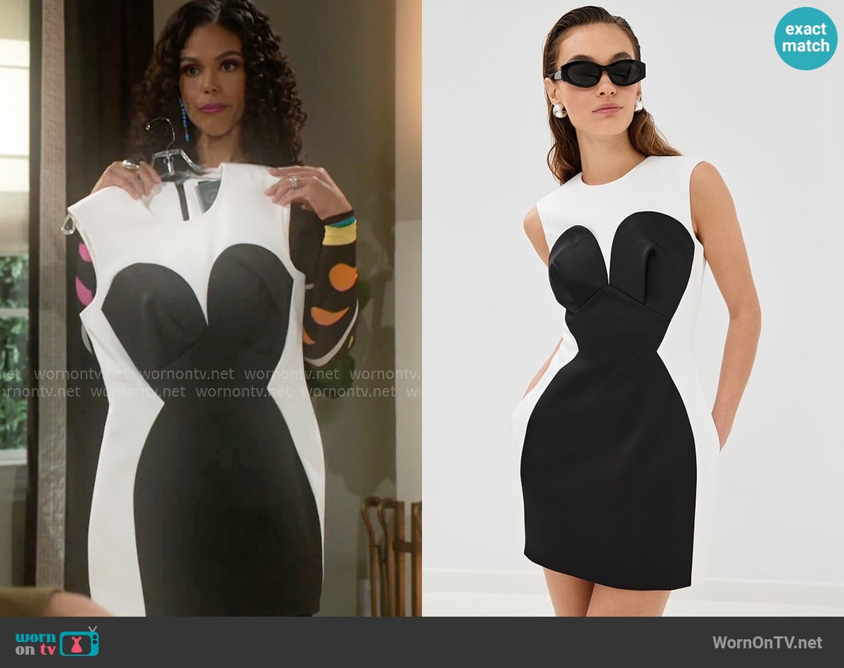 Marc Jacobs Seamed Up Satin Dress worn by Dani Dupree (Karla Mosley) on Beyond the Gates