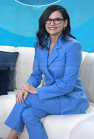 Mary Claire Haver’s blue double breasted blazer and pants on Today