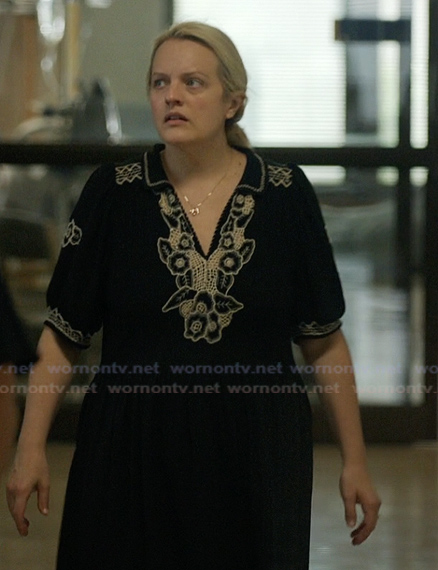 Mary’s black floral lace dress on Imperfect Women