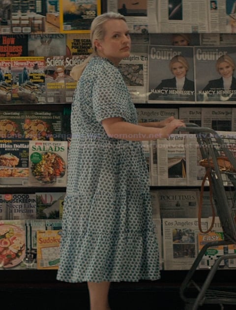 Mary’s blue floral print midi dress on Imperfect Women