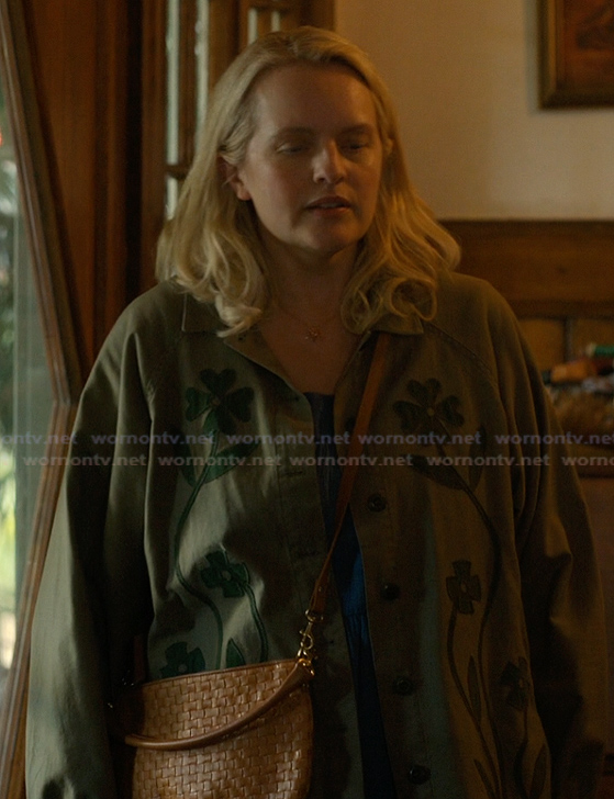 Mary’s green floral embroidered shirt on Imperfect Women