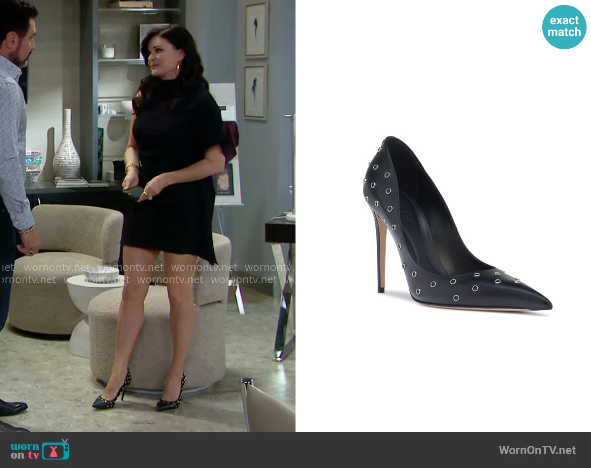 McQueen Grommet Pointed Toe Pump worn by Katie Logan (Heather Tom) on The Bold and the Beautiful