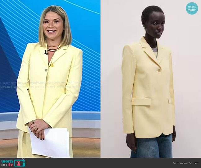 Me + Em Slim Contour Blazer in Dusted Lemon Yellow worn by Jenna Bush Hager on Today