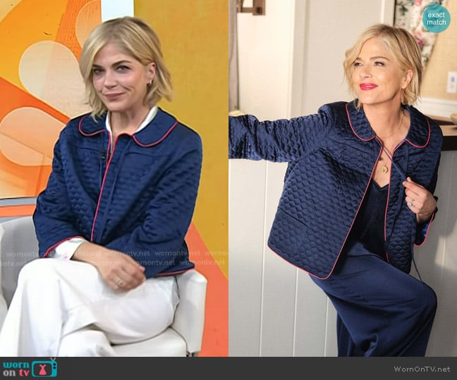 Mersea Molly Bedcoat in Starry Navy worn by Selma Blair on Today