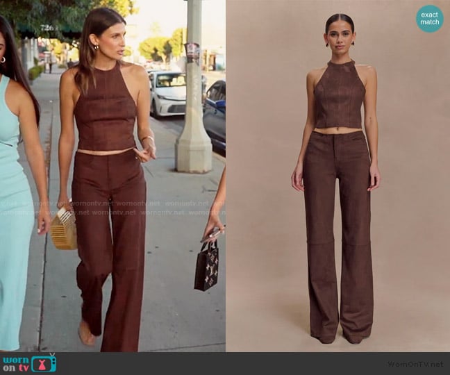 Meshki Logan Faux Suede Halter Top worn by Janet Caperna on The Valley
