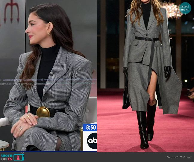 Michael Kors Collection Belted Wool-Blend Blazer worn by Anne Hathaway on Good Morning America