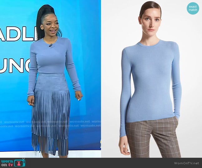 Michael Kors Collection Hutton Featherweight Cashmere Sweater worn by Kara Young on Today