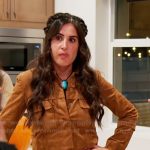 Michelle’s brown suede jacket and shorts on The Valley