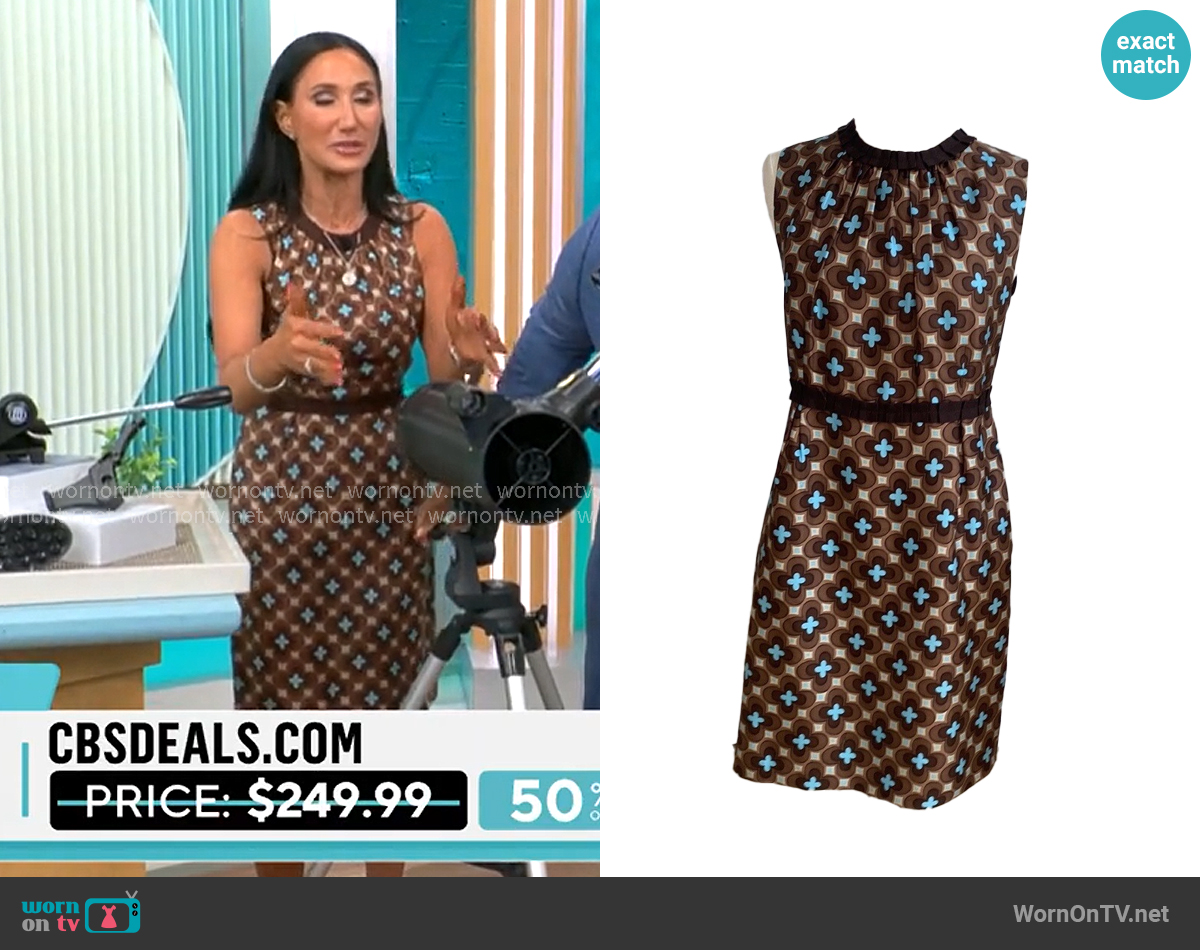 Milly Printed Silk Dress worn by Elizabeth Werner on CBS Mornings
