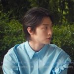 Min Ho’s blue ruffle sleeve shirt on XO Kitty
