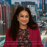 Morgan’s black floral print dress and pink blazer on NBC News Daily