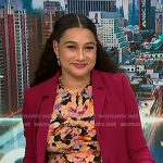Morgan’s floral ruched dress and pink blazer on NBC News Daily