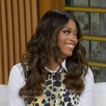 Morgan’s beige leopard print top on Good Morning America