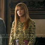 Morgan’s yellow leopard print blouse and floral wrap skirt on High Potential