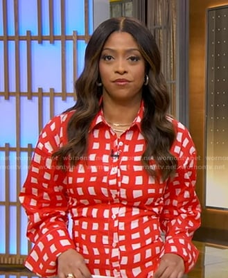 Morgan’s red check shirtdress on Good Morning America