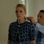 Nancy’s blue croc print cardigan and dress on Imperfect Women