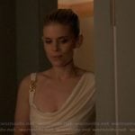 Nancy’s satin drape dress on Imperfect Women