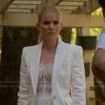 Nancy’s white blazer and corset top on Imperfect Women
