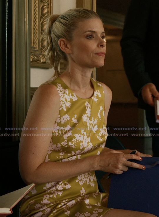 Nancy’s green floral print sleeveless dress on Imperfect Women