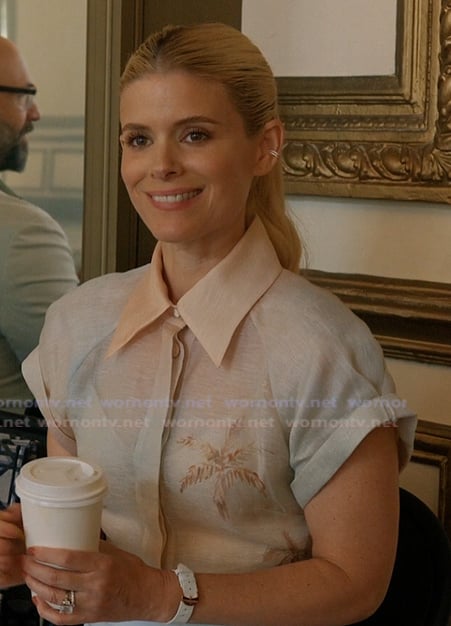 Nancy’s pastel palm print top and skirt on Imperfect Women