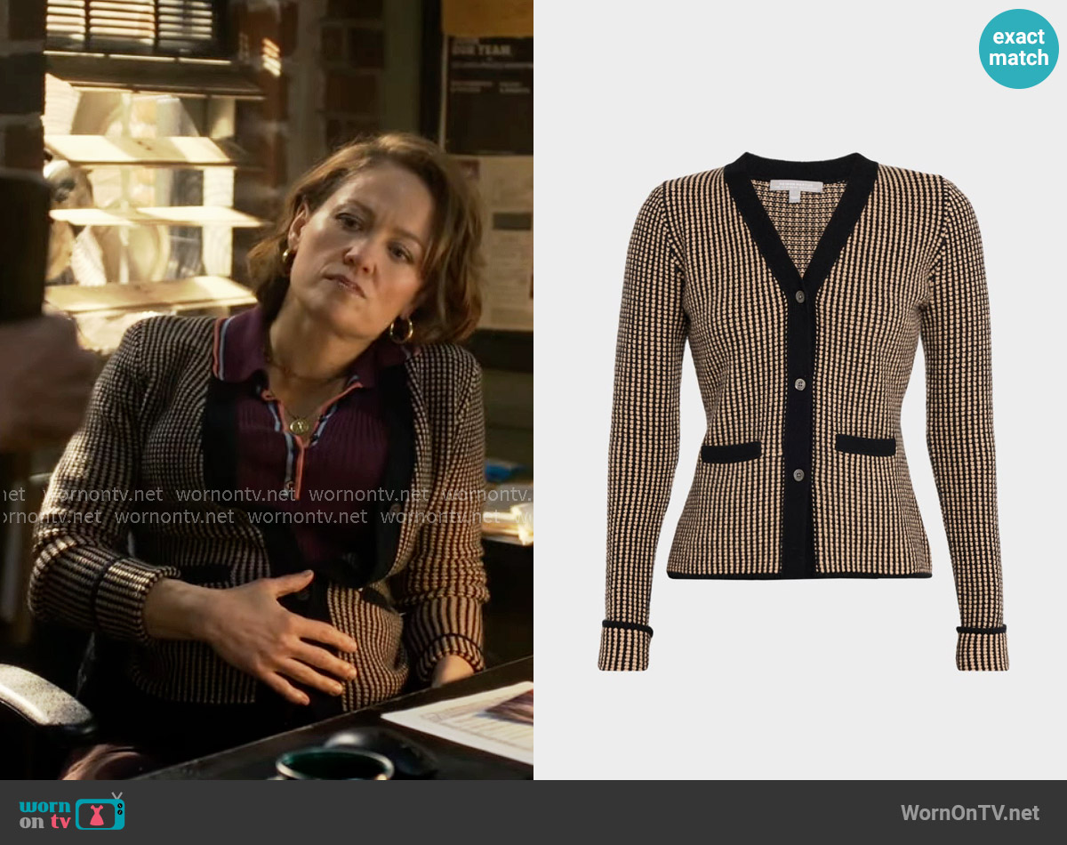 Neiman Marcus Cashmere Collection Cashmere Contrast Pique Knit Jacket worn by Angie Polaski (Erika Christensen) on Will Trent