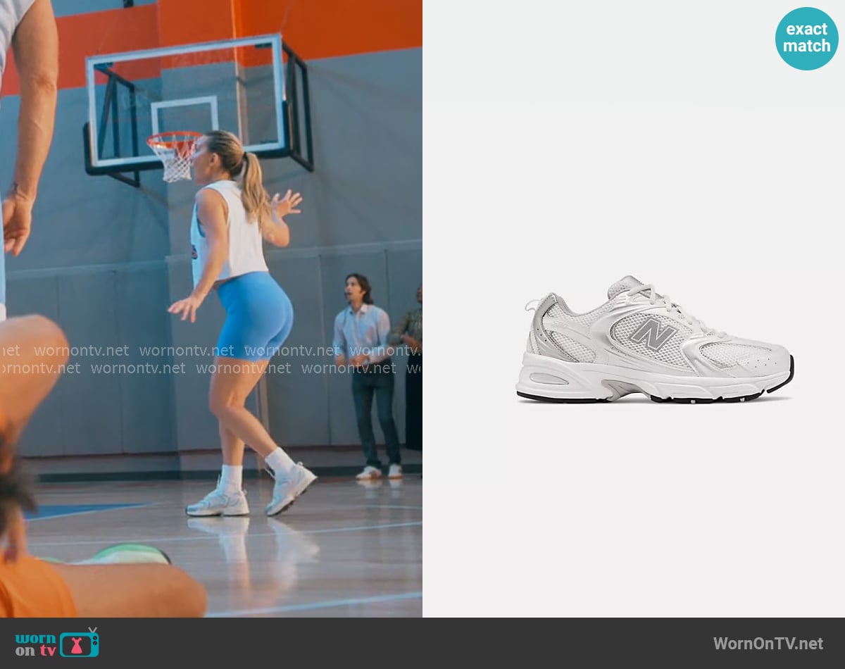 New Balance 503 Sneakers in Nb White with Silver Metallic worn by Isla Gordon (Kate Hudson) on Running Point