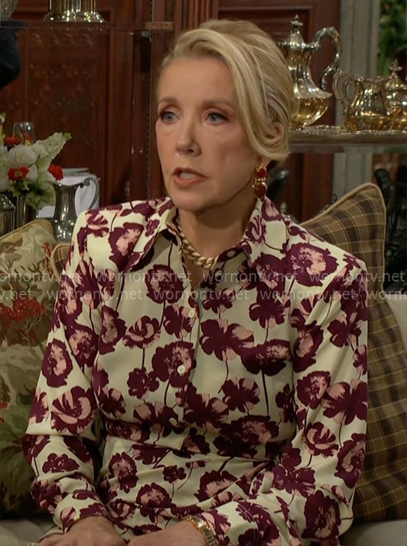Nikki’s flower print shirtdress on The Young and the Restless