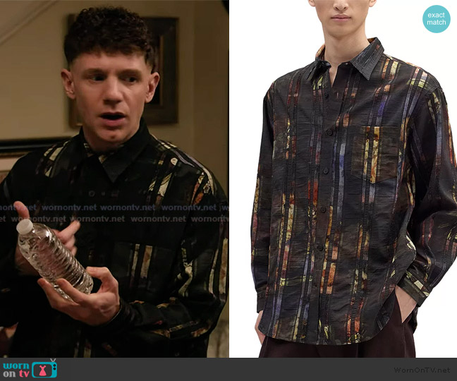 NN07 Skyler Printed Button Front Shirt worn by Jacob Hill (Chris Perfetti) on Abbott Elementary