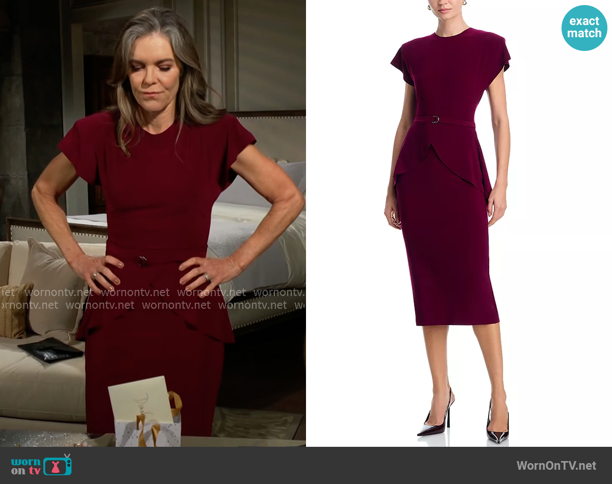 Norma Kamali Peplum Cap Sleeve Dress worn by Diane Jenkins (Susan Walters) on The Young and the Restless