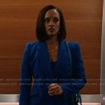 Olympia’s blue asymmetric blazer on Matlock