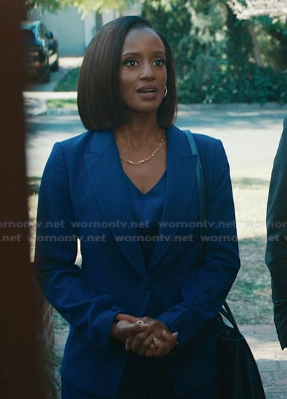 Olympia’s blue button cuff blazer on Matlock