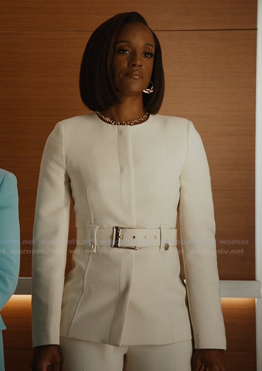 Olympia’s white belted jacket on Matlock