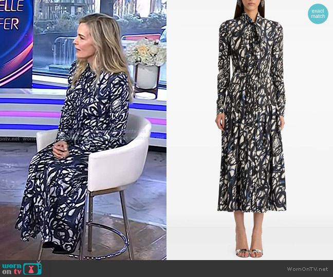 Oscar de la Renta Abstract-sketch Twill Midi Dress worn by Michelle Pfeiffer on Today