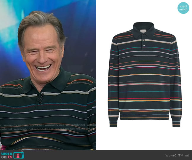 Paul Smith bMerino Signature Stripe Polo Shirt worn by Bryan Cranston on Today